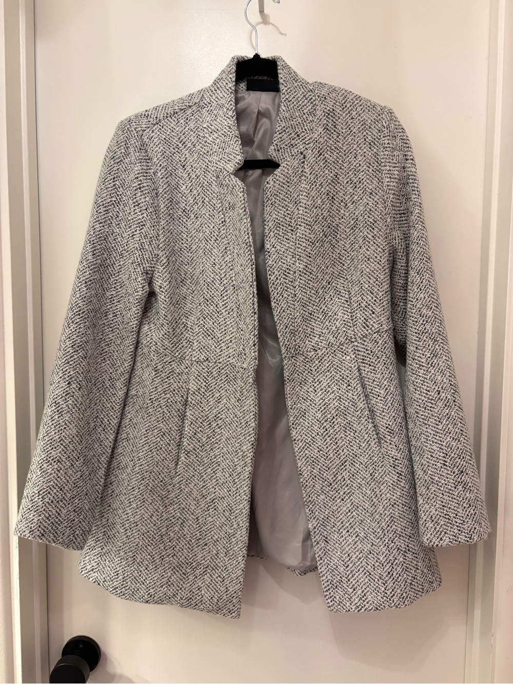 Vici Gray Tweed Open-Front Pea Coat
